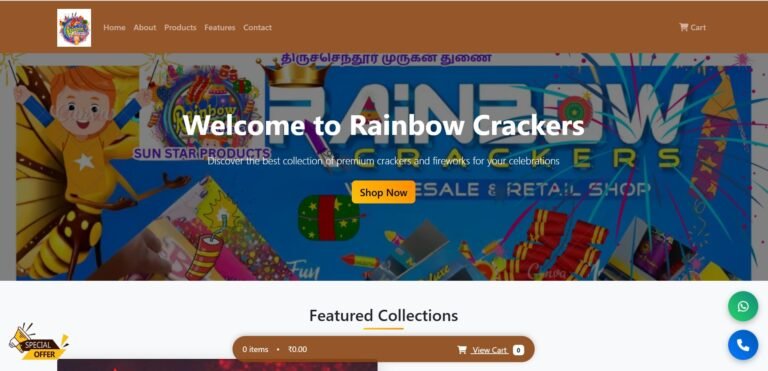 Rainbow Crackers Website Development – A Diwali Success Story by Arbitechnology
