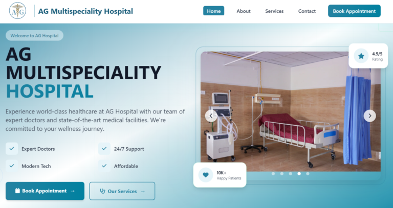 AG Multispeciality Hospital Website Development – A Healthcare Digital Success by Arbi Technology